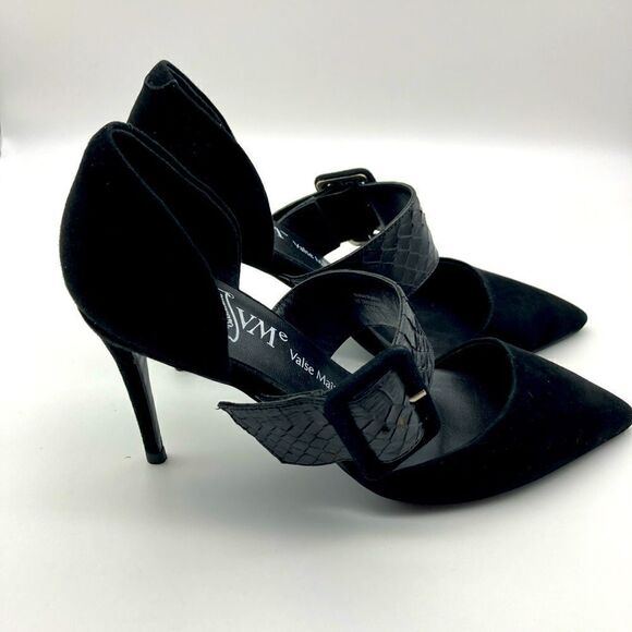 Valse Maitre Black Suede Buckle Stiletto Heels Size 220 - Picture 4 of 11